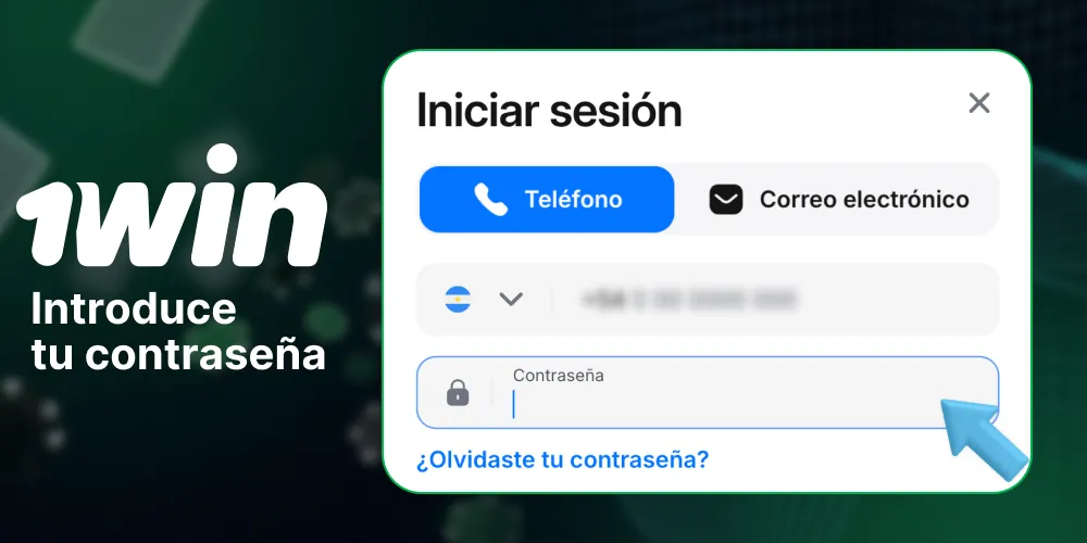Ingresa tu contraseña en el formulario de inicio de sesión de 1Win Argentina