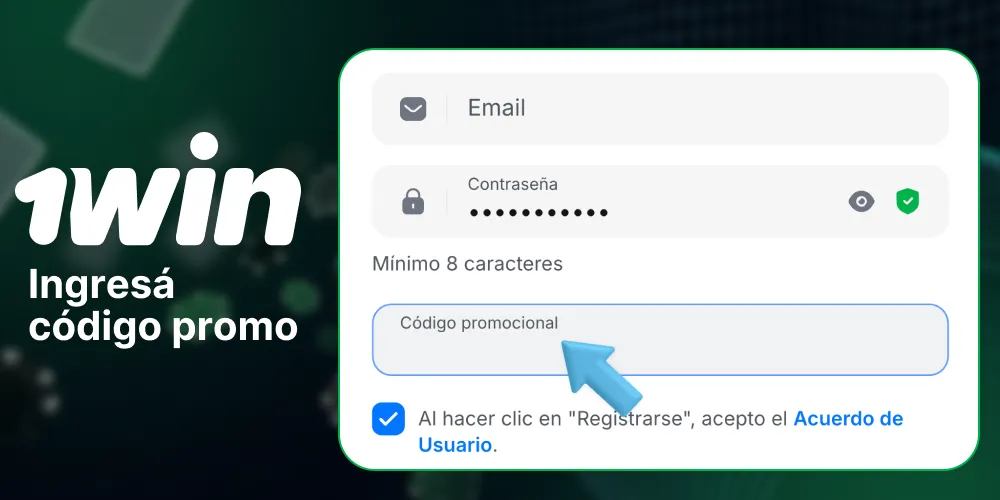 Campo de entrada del código promocional de 1Win Argentina
